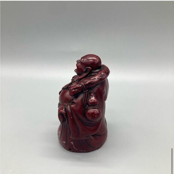 Vintage Red Resin Set 3 Laughing Buddha Collectible Figures Home Decor EUC - Picture 4 of 12